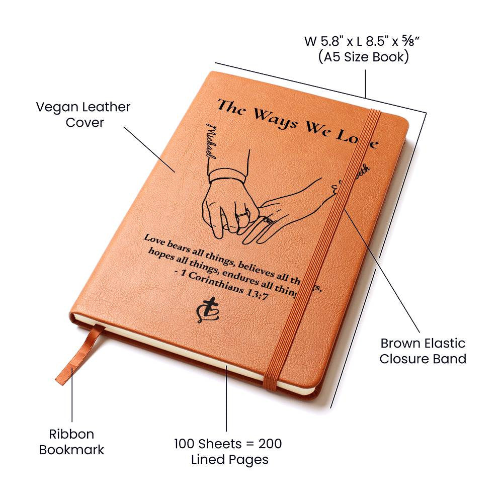 Personalized Couples Journal, Custom Bible Verse & Name Notebook, Vegan Leather Gift for Wife or Husband, Valentine Gifts, Anniversary Gifts