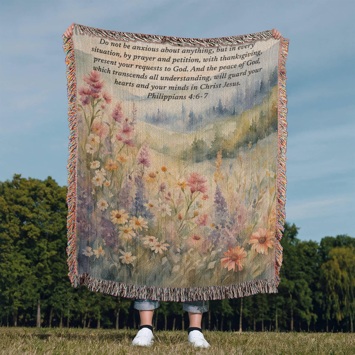 Wildflower scripture blanket personalized Christian keepsake gift