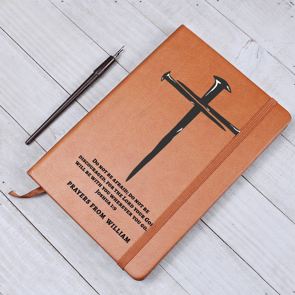 Personalized Prayer Journal with Cross, Custom Name and Bible Verse Leather Notebook, Christian Gift For Men, Son Grandson Boyfriend Husband