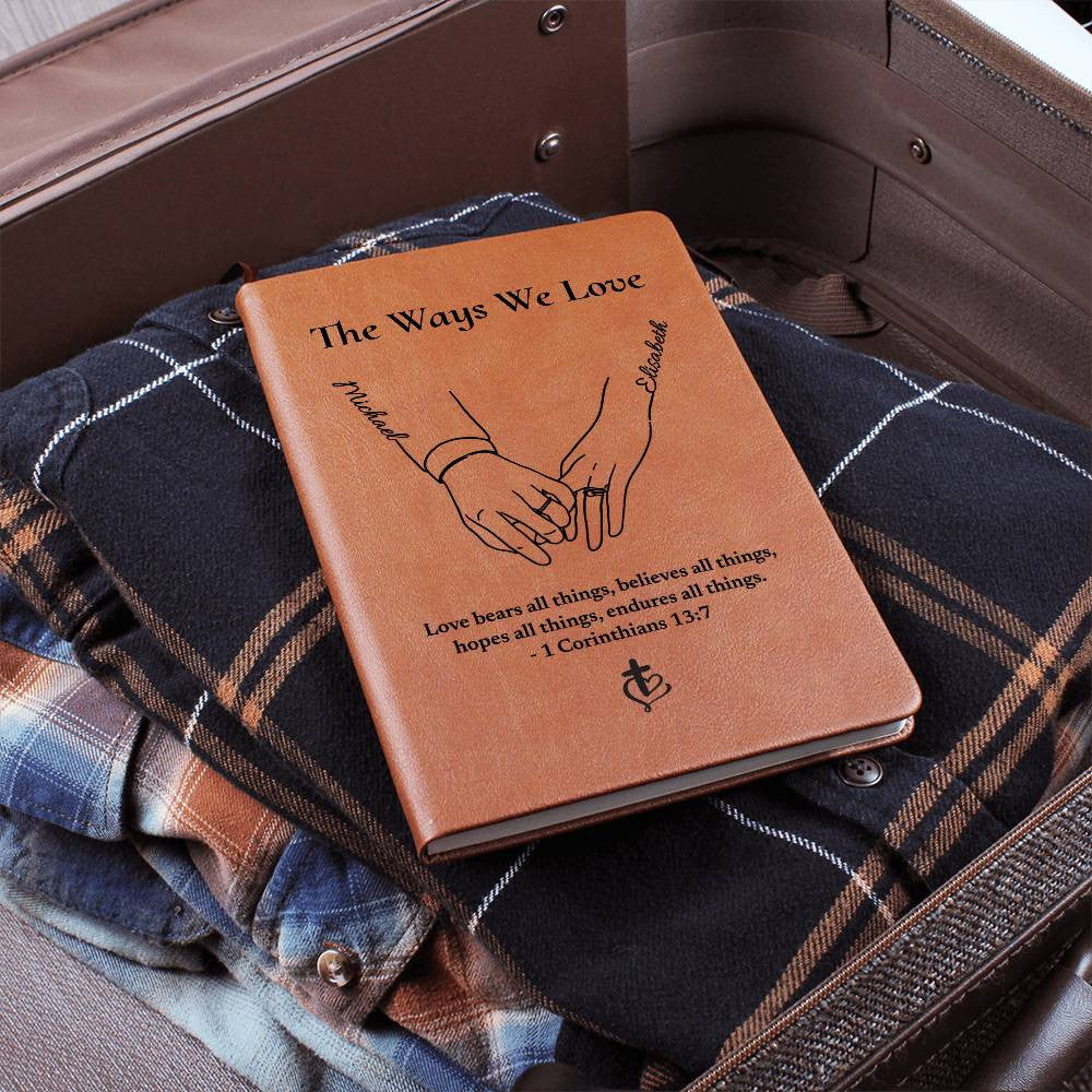Personalized Couples Journal, Custom Bible Verse & Name Notebook, Vegan Leather Gift for Wife or Husband, Valentine Gifts, Anniversary Gifts