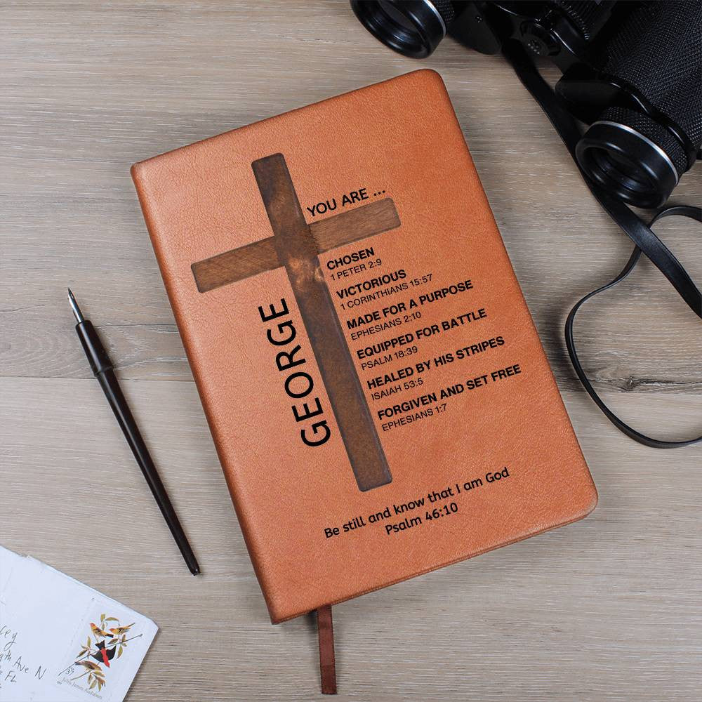Personalized Christian Journal for Men Women Teens Boys Girls, Bible Verse Leather Notebook, Baptism Gifts, Pastor Gift, Retirement Birthday