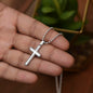 Daughter Gift Necklace- Cross Necklace With Ball Chain - God Bless You Black Card