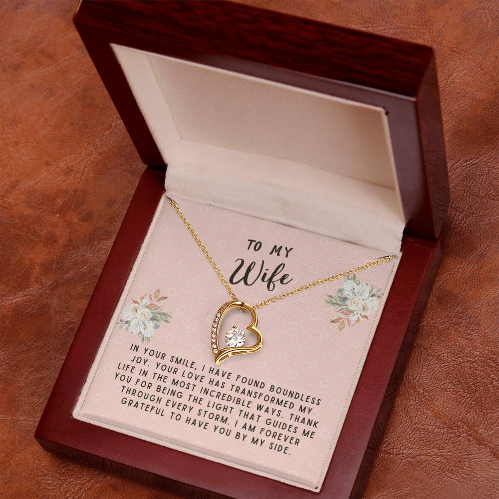 Wife Gift Necklace - Forever Love - In Your Smiles Pink Card