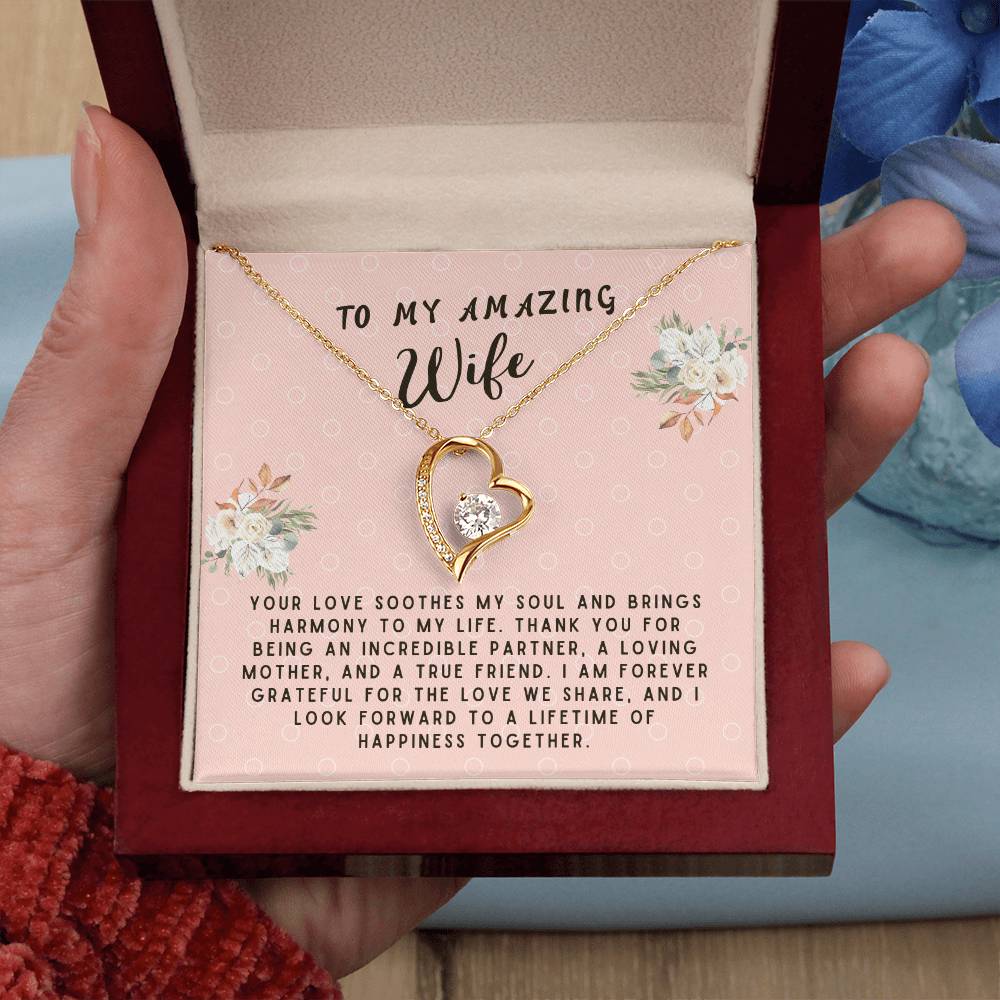 Wife Gift Necklace - Forever Love - Soothes My Soul Pink Card