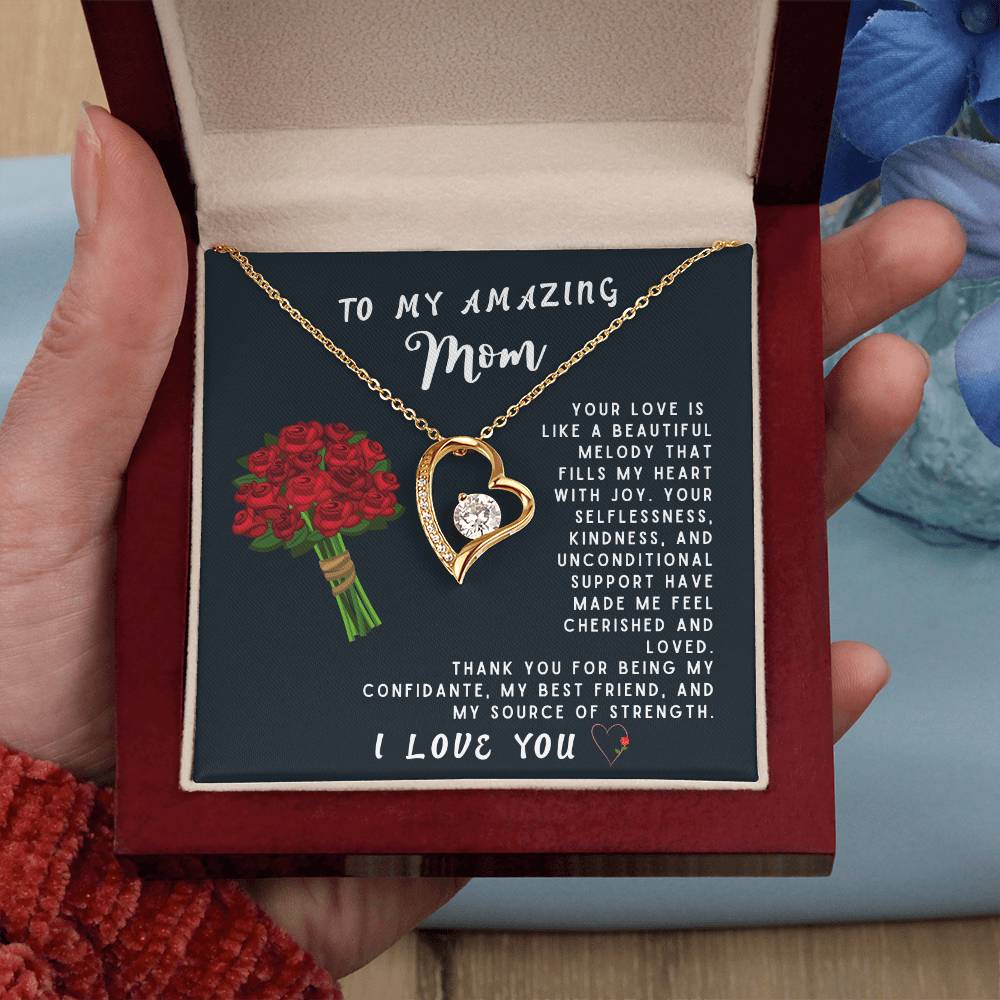 Mother Gift Necklace - Forever Love- Beautiful Melody Black Card