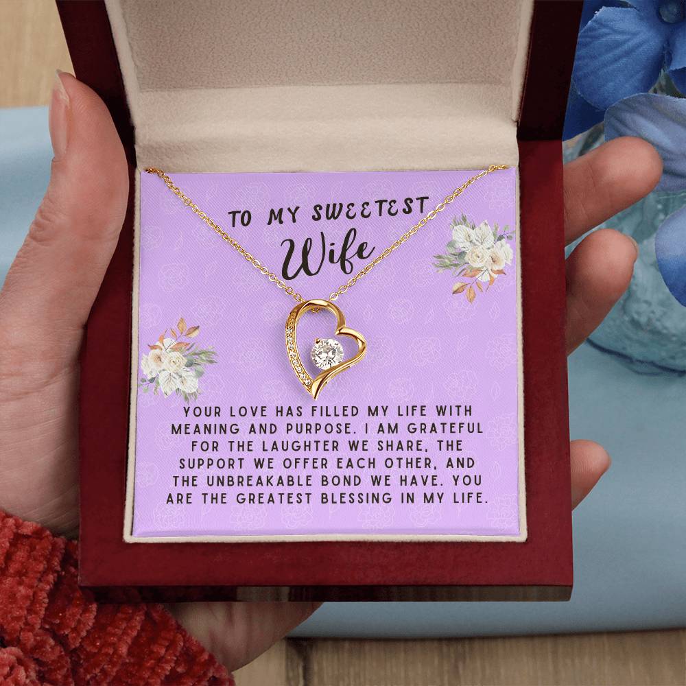 Wife Gift Necklace - Forever Love - Love Filled My Life Lavender Card