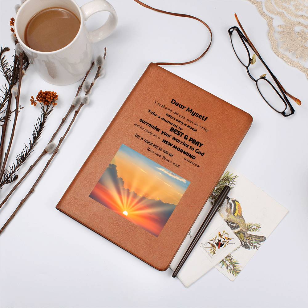 Leather Journal - Dear Myself Sunrise