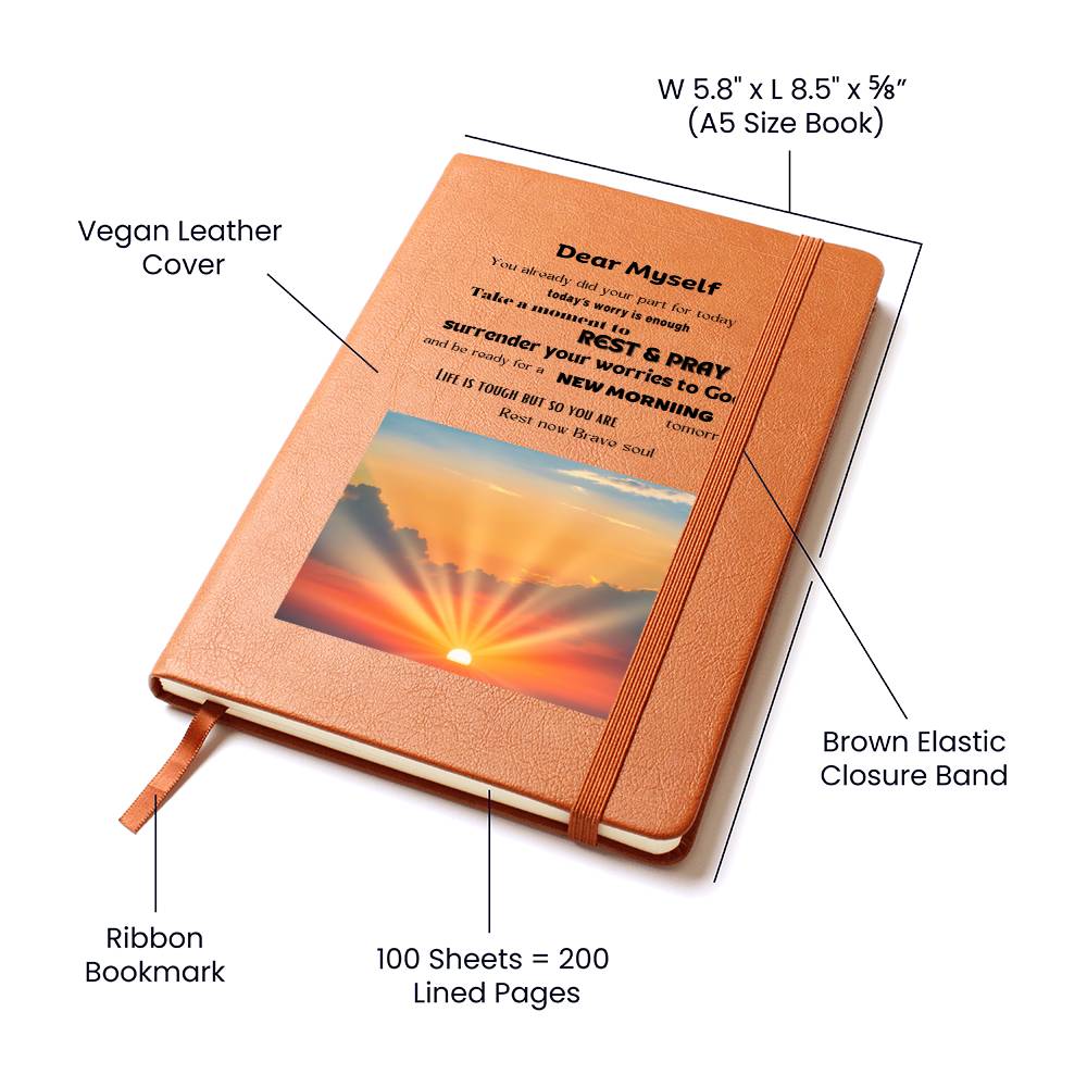Leather Journal - Dear Myself Sunrise