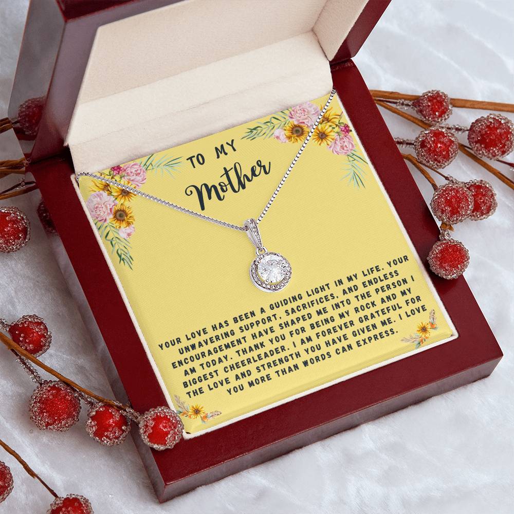 Mother Gift Necklace - Eternal Hope - Guiding Light In My Life Yellow Card