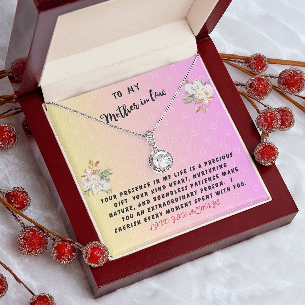 Mother In Law Gift Necklace - Eternal Hope - Precious Gift Pink Card