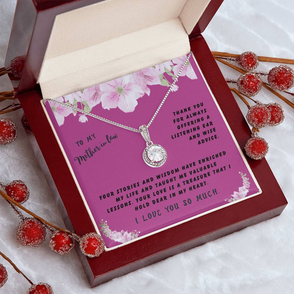 Mother In Law Gift Necklace - Eternal Hope- Your Stories And Wisdom Pink Card