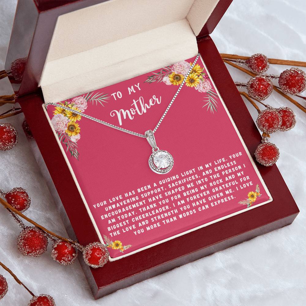 Mother Gift Necklace - Eternal Hope - Guiding Light In My Life Pink Card