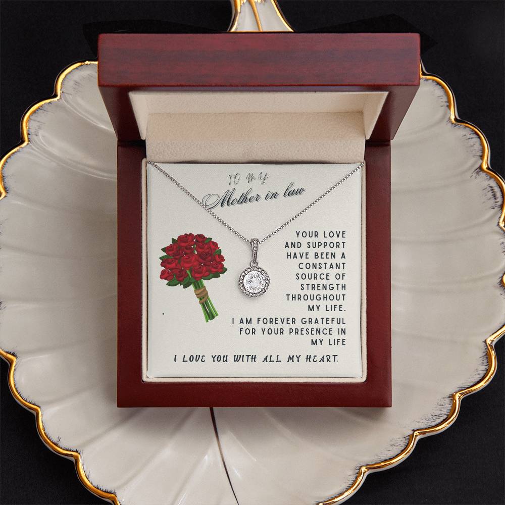 Mother In Law Gift Necklace - Eternal Hope - Roses White Card