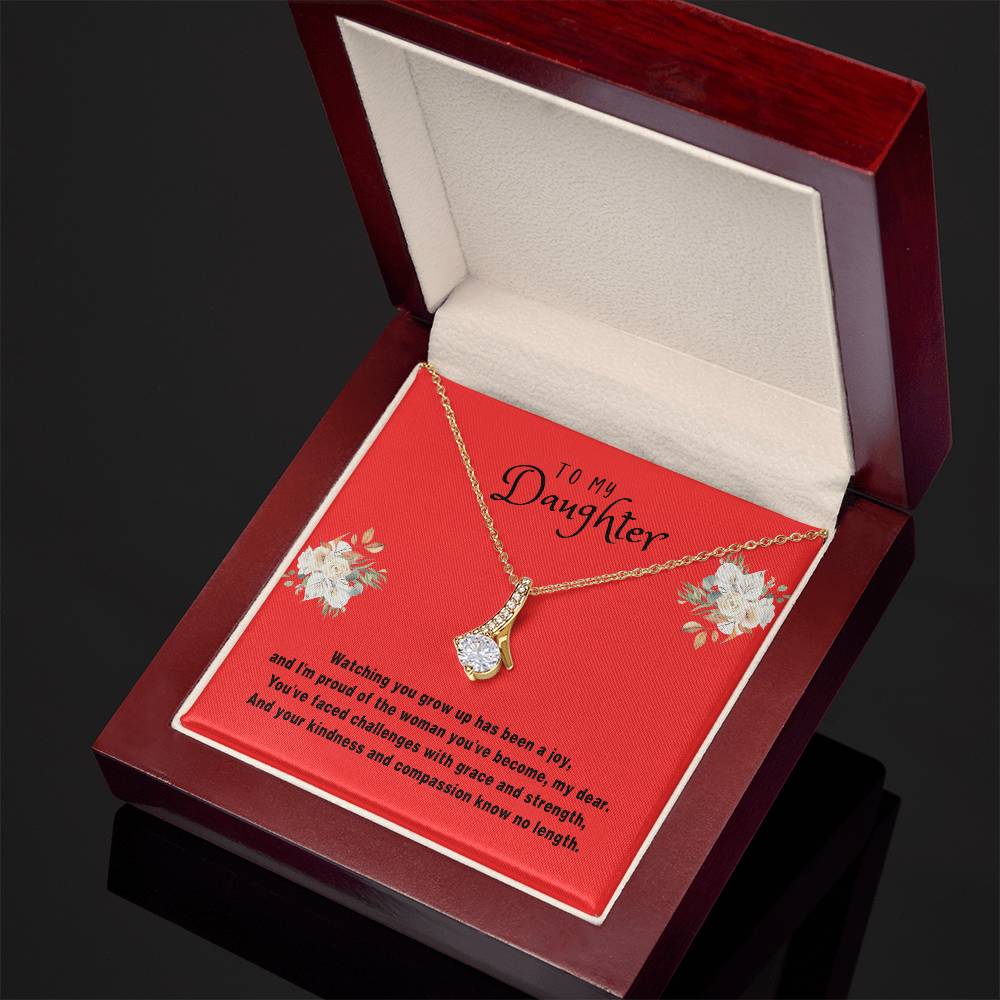 Daughter Gift Necklace - Alluring Beauty - Watching You Grow Up Red Card