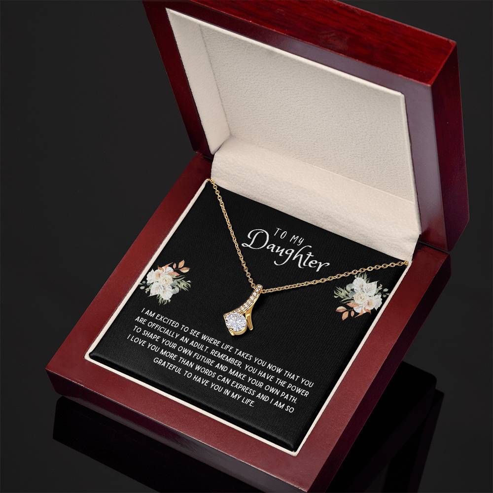 Daughter Gift Necklace - Alluring Beauty - I Am Excited Black Card