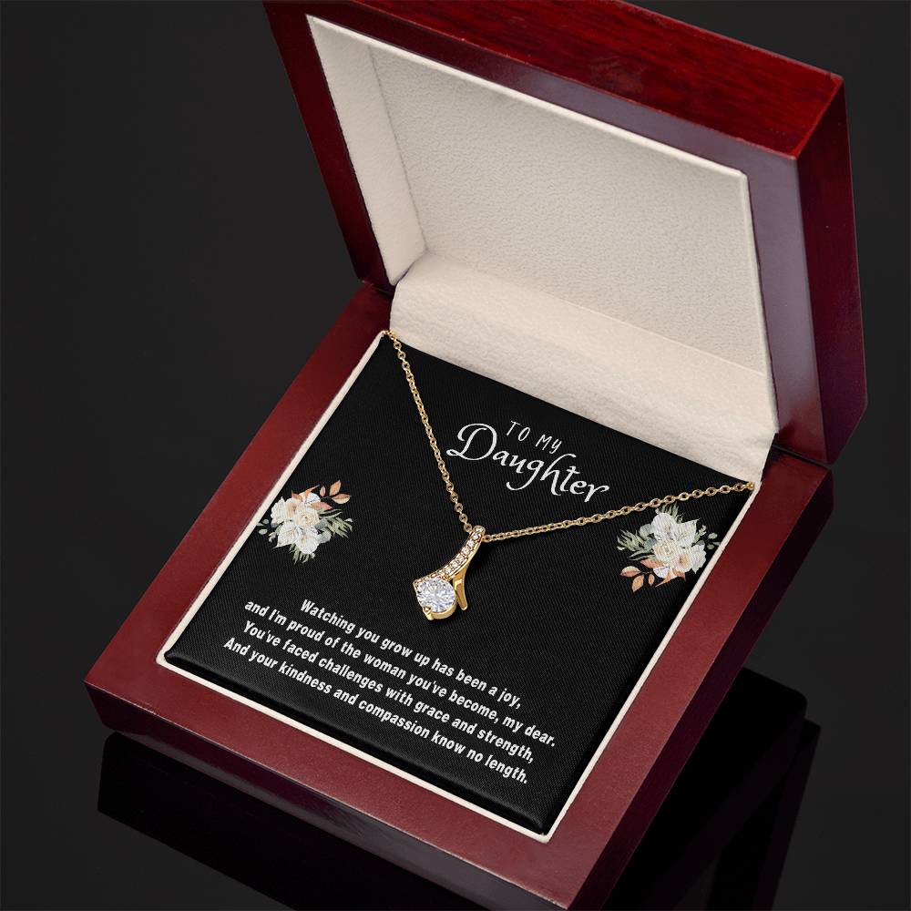 Daughter Gift Necklace - Alluring Beauty - Watching You Grow Up Black Card