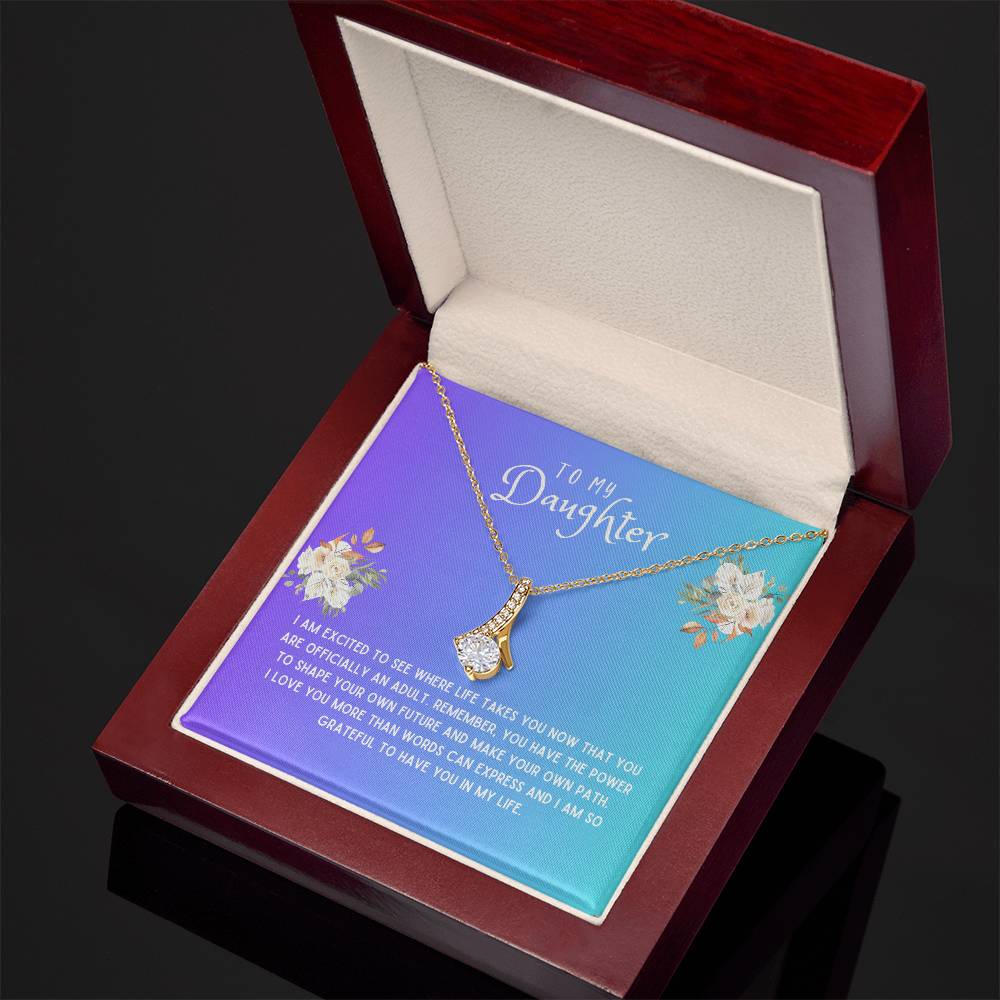 Daughter Gift Necklace - Alluring Beauty  - I Am Excited Blue Card