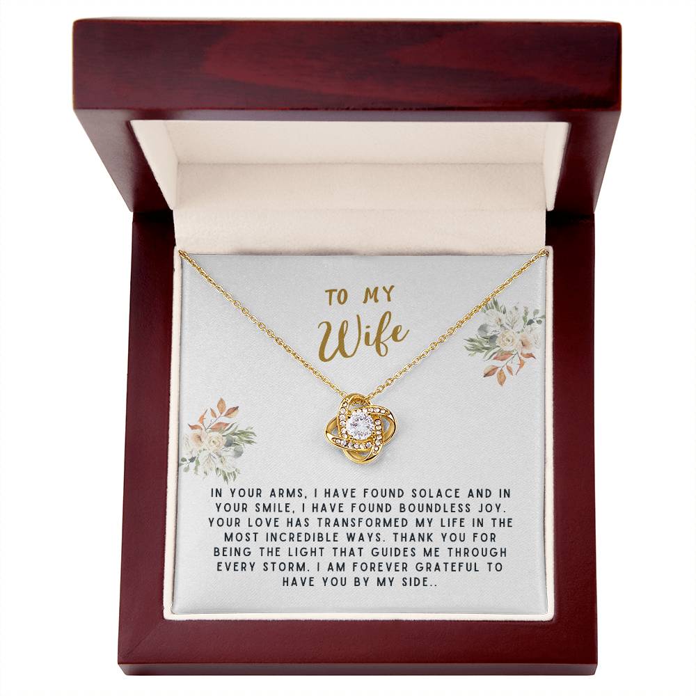 Wife Gift Necklace - Love Knot - In Your Arms White Card