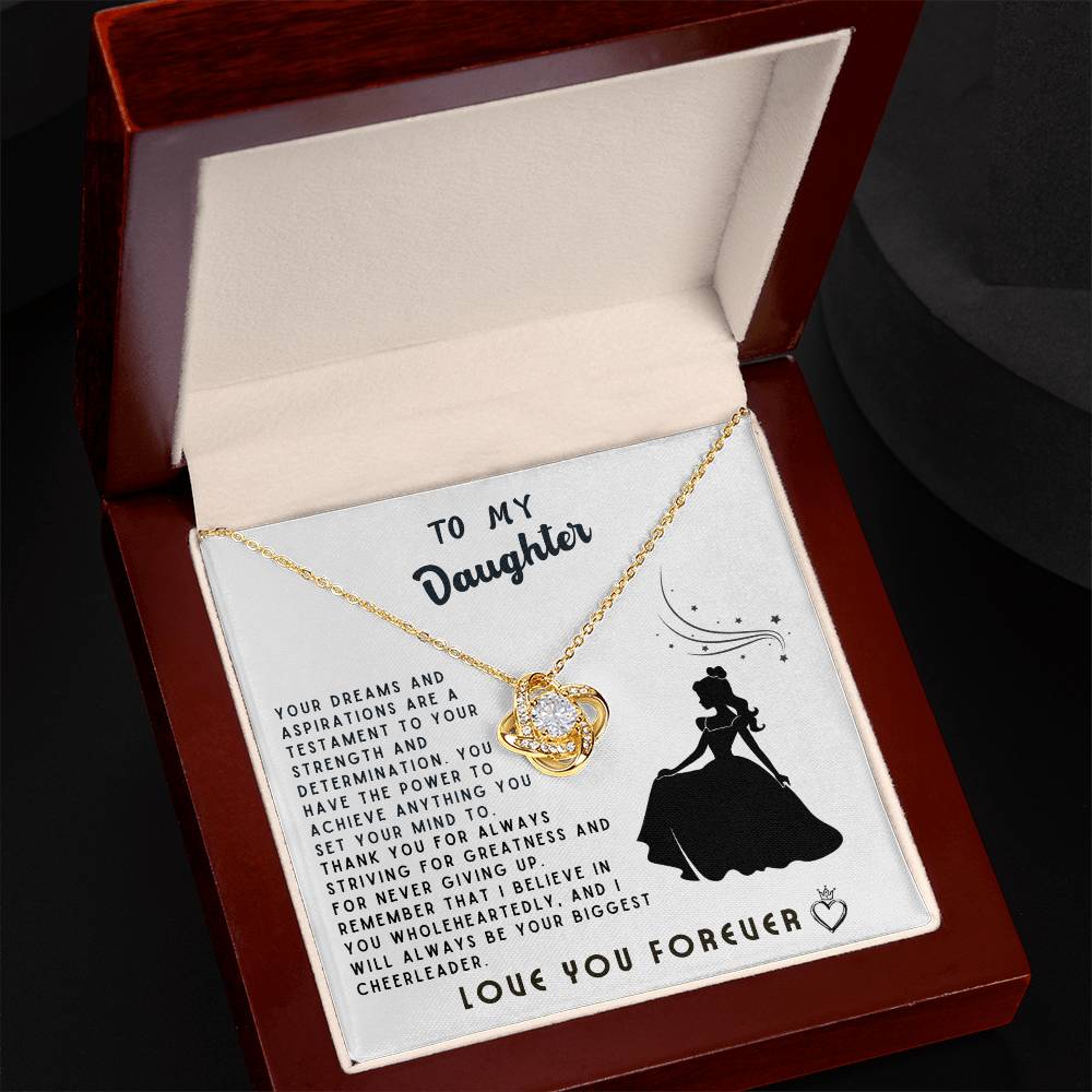 Daughter Gift Necklace - Love Knot - Your Dreams And Aspirations White Card