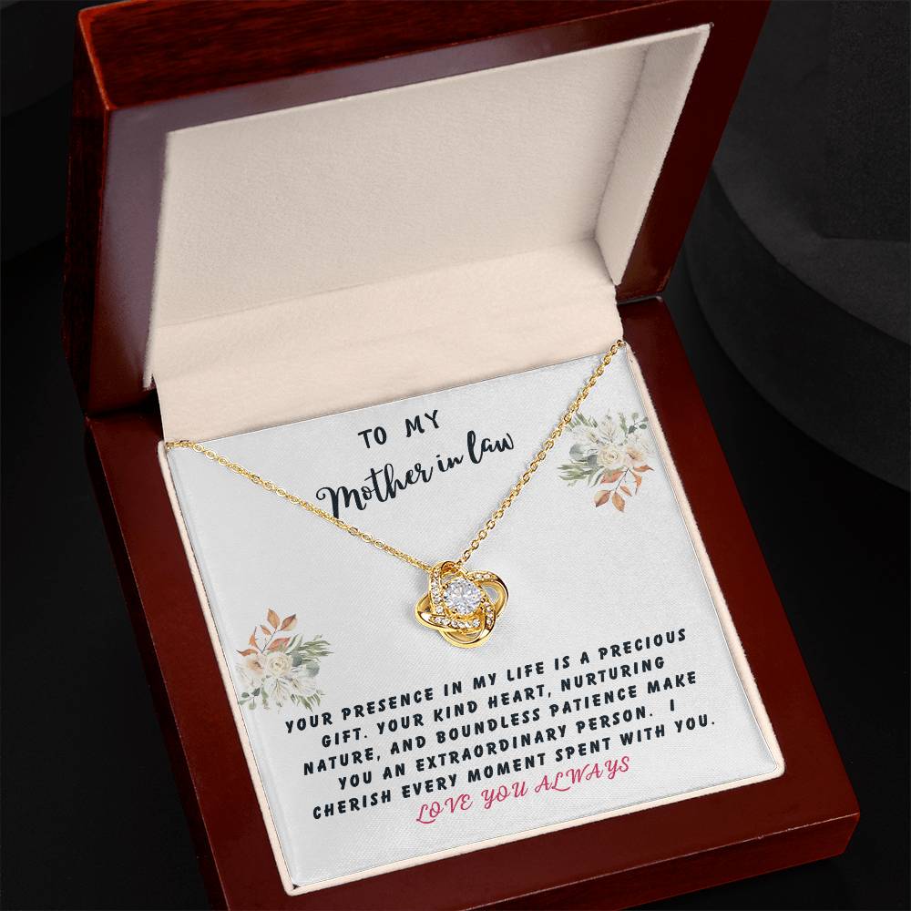 Mother In Law Gift Necklace - Love Knot - Precious Gift White Card