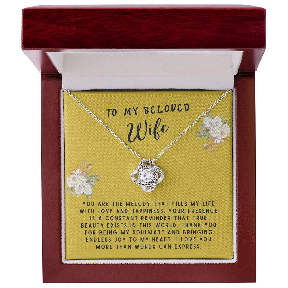 Wife Gift Necklace - Love Knot - You Are The Melody Gold Card