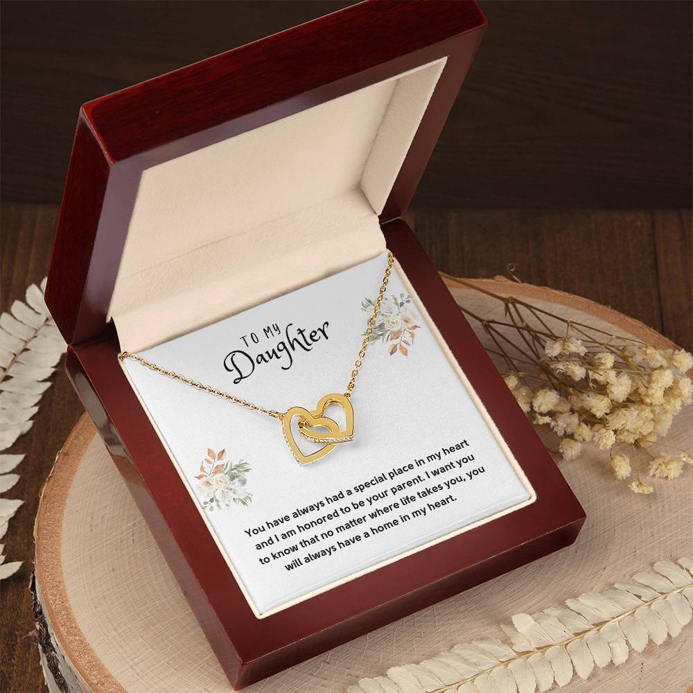 Daughter Gift Necklace - Interlocking Hearts - In My Heart White Card