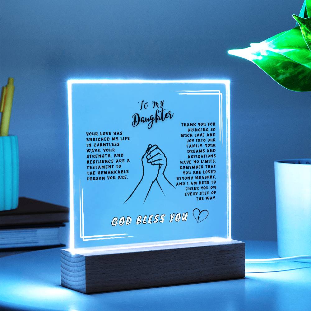Daughter Gift - Square Interior Decor - God Bless You (With Night Light Option)