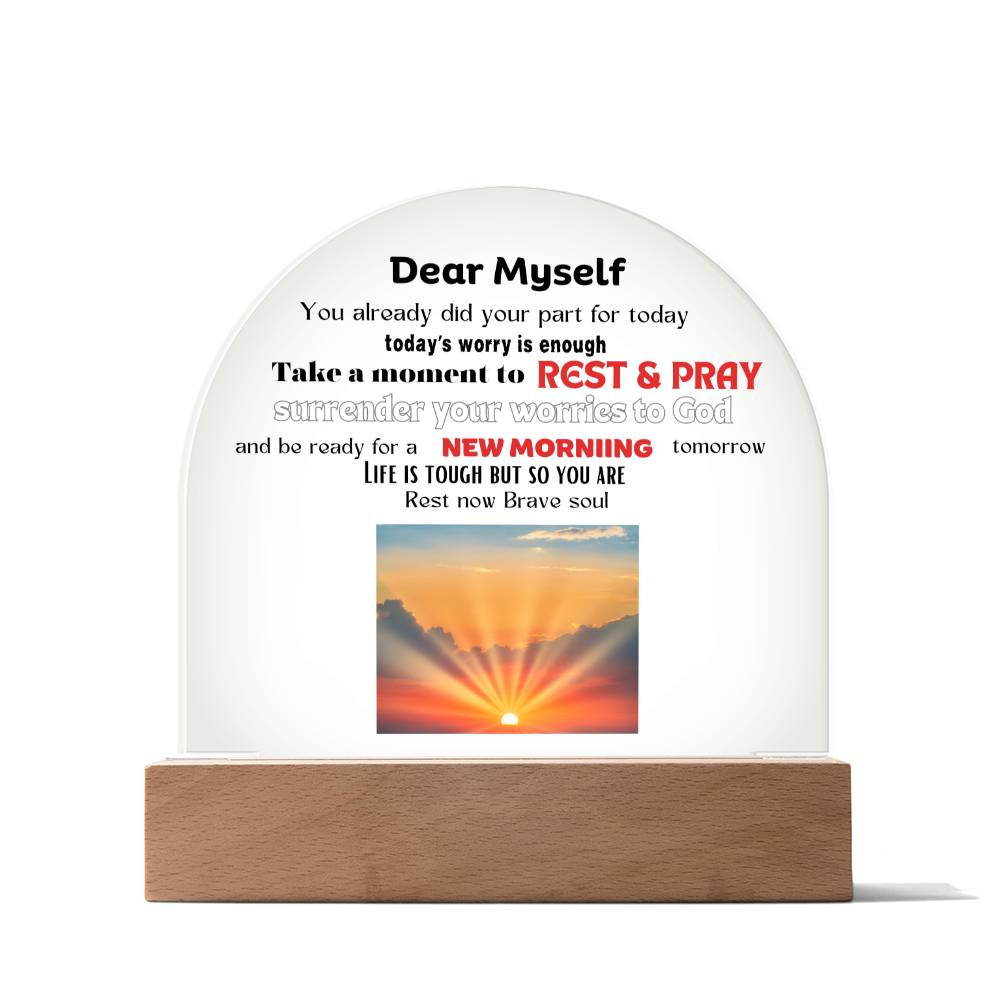 Dome Interior Decor - Dear Myself Sunrise (With Night Light Option)