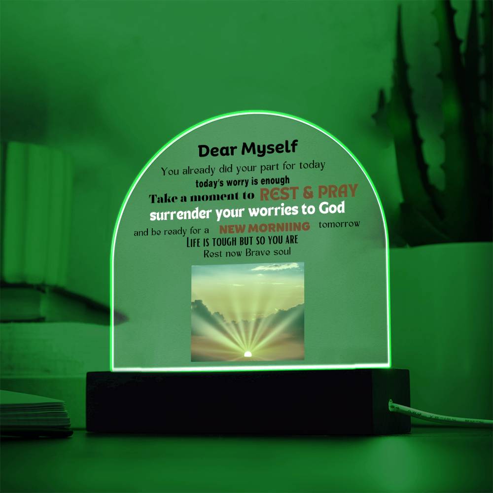 Dome Interior Decor - Dear Myself Sunrise (With Night Light Option)