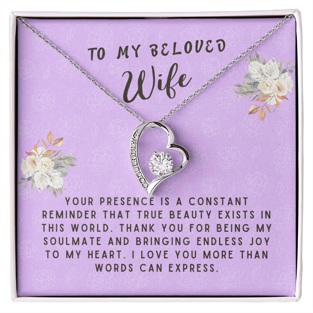 Wife Gift Necklace - Forever Love- True Beauty Exists Lavender Card