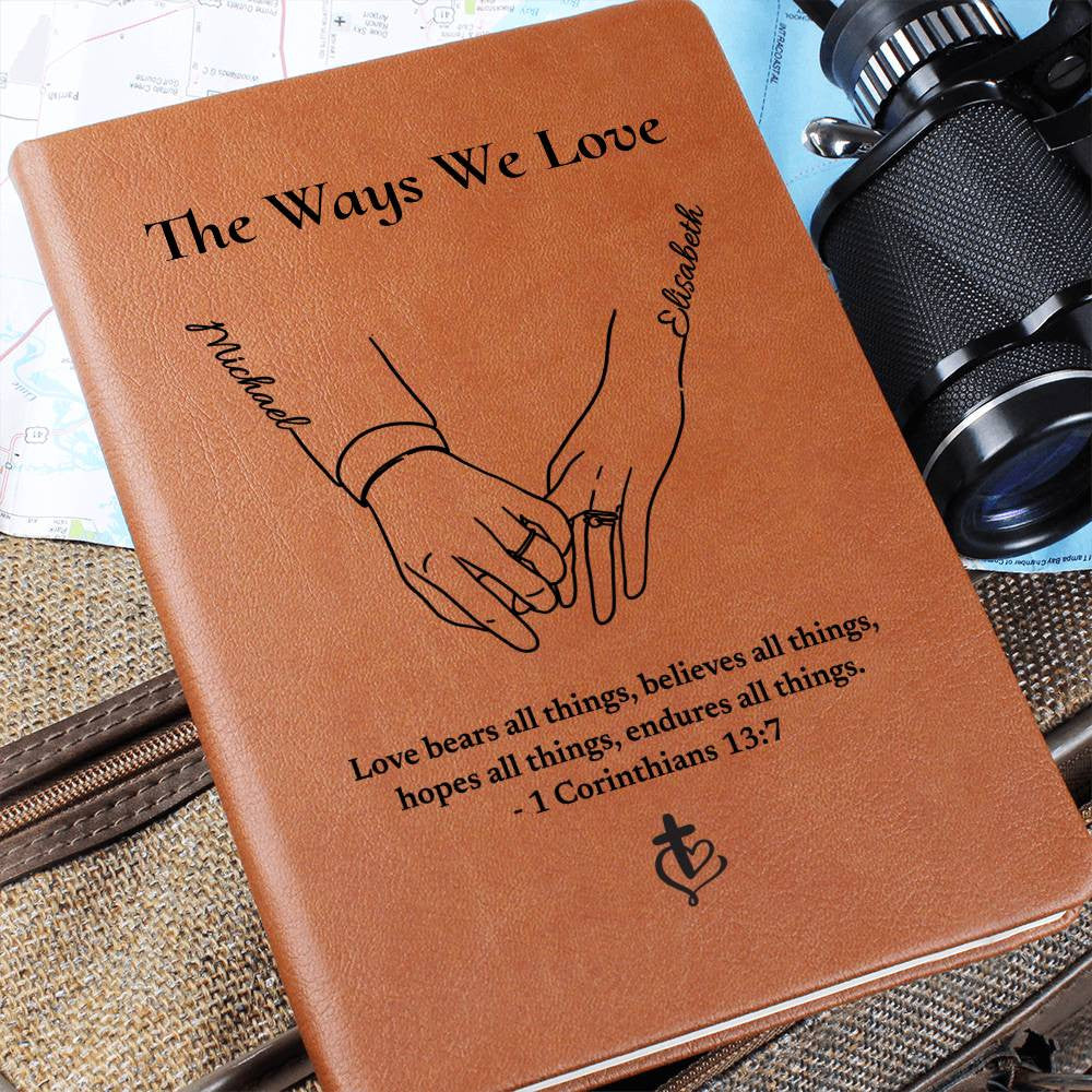 Personalized Couples Journal, Custom Bible Verse & Name Notebook, Vegan Leather Gift for Wife or Husband, Valentine Gifts, Anniversary Gifts
