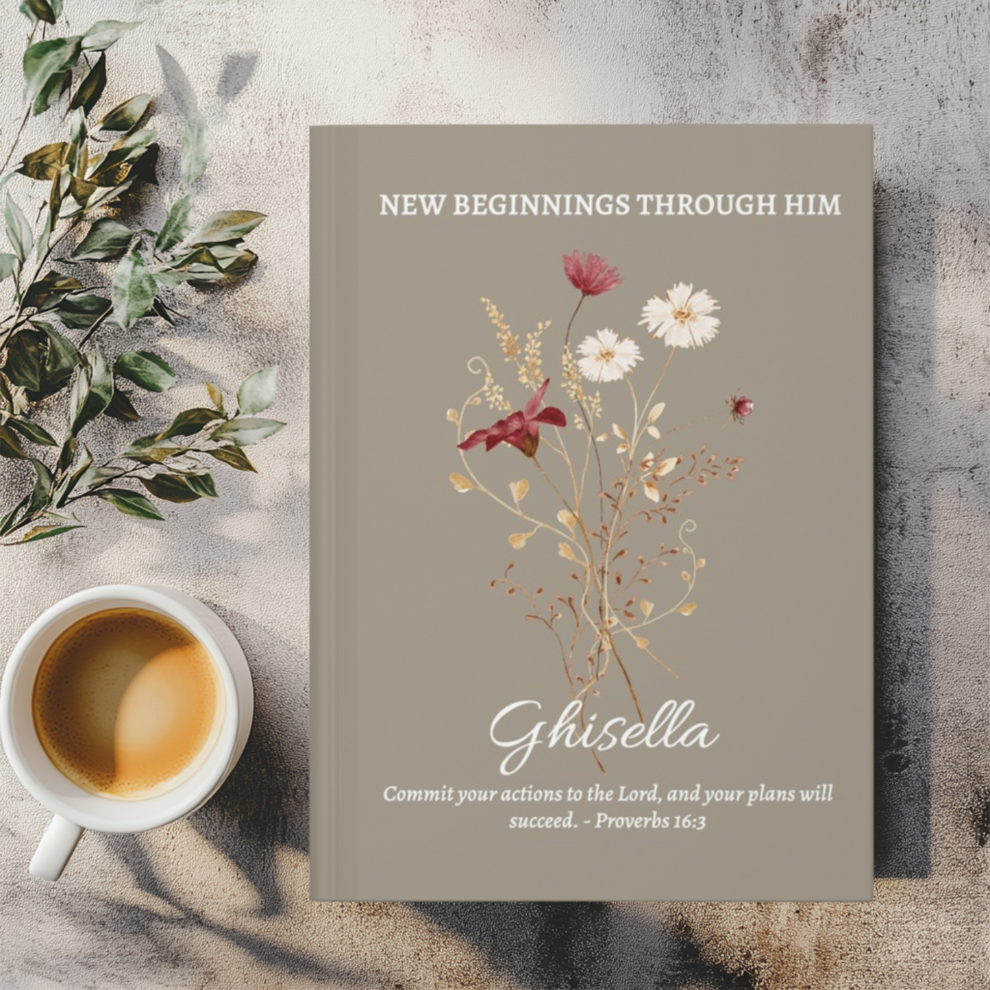 Personalised Graduation Gift, Hardcover Journal, Custom Notebook with Wildflowers, Christian Gift, Bible Verse, Graduation Gifts for Her