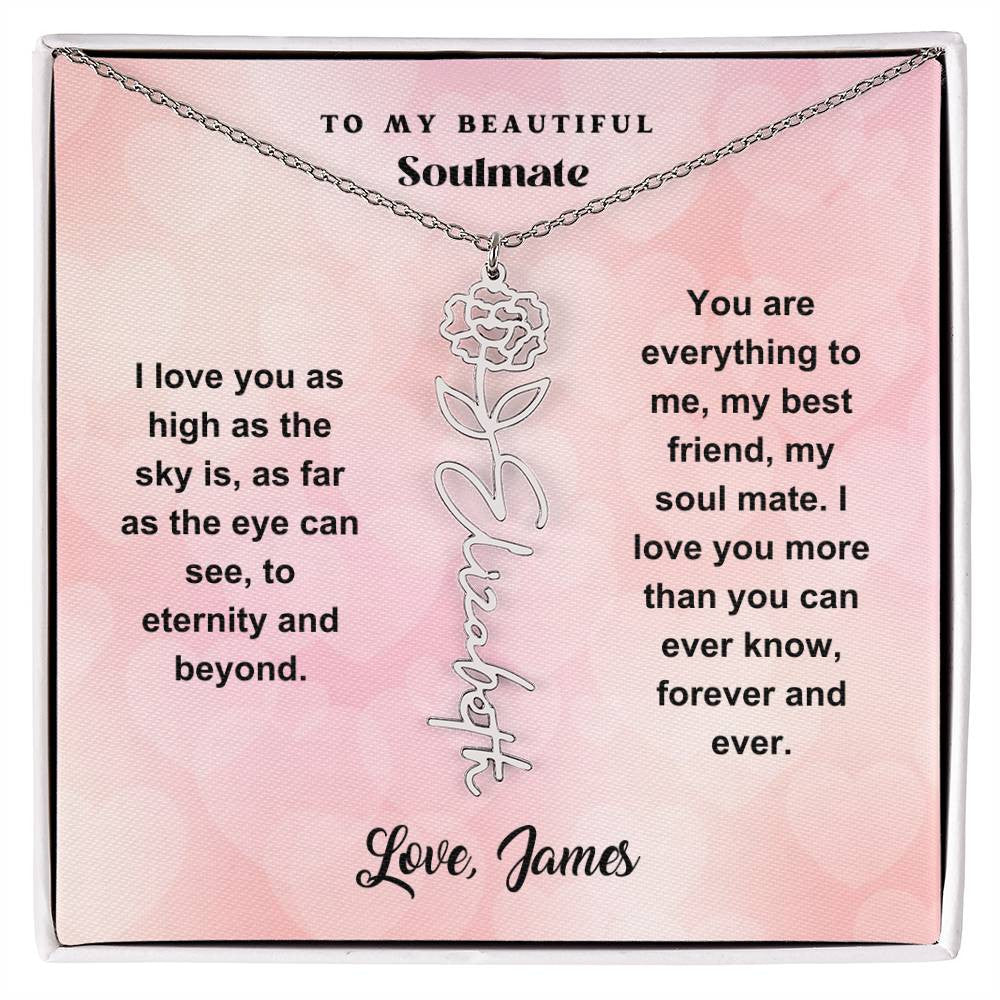 Personalized Gift Necklace - Birth Flower Name necklace