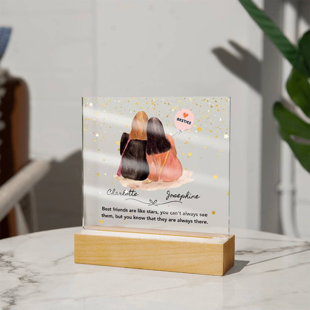 Personalized Square Interior Decor - Best Friend Gift (With Night Light Option)