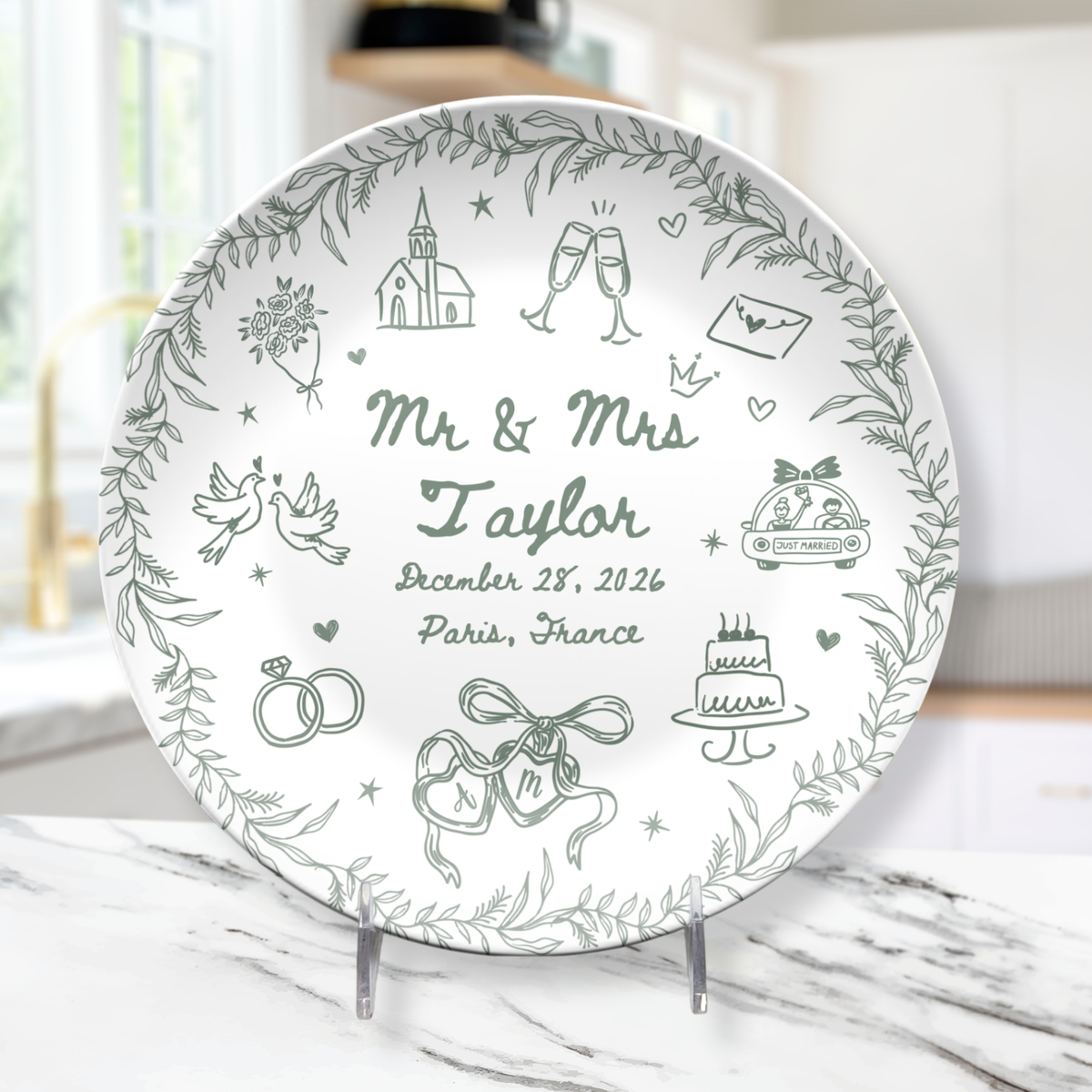Personalized Wedding Platter | Custom Newlywed Plate with Names & Wedding Date