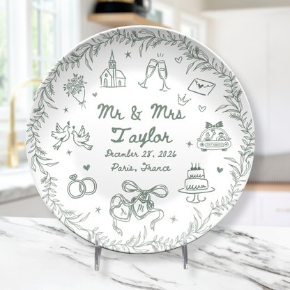 Personalized Wedding Platter | Custom Newlywed Plate with Names & Wedding Date
