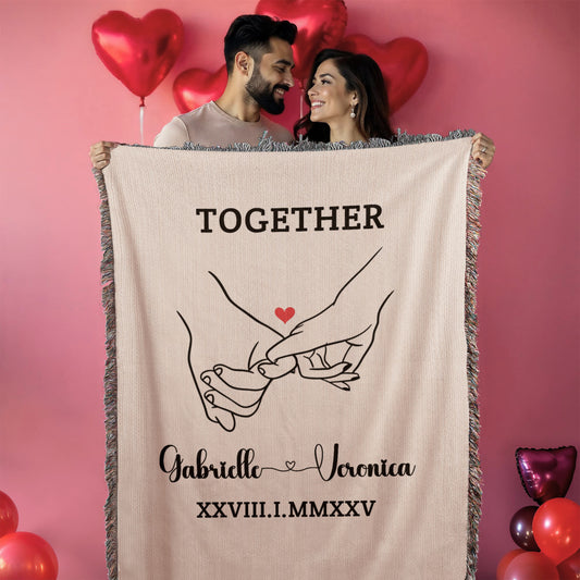 Personalized Couples Woven Blanket Custom Name Throw Anniversary Gift For for Boyfriend Girlfriend Husband Wife Valentine Gift For Him Her