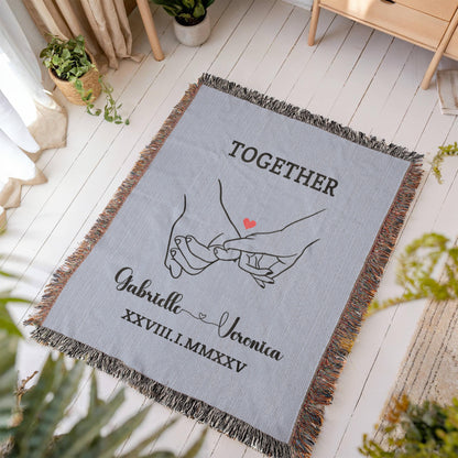 Personalized Couples Woven Blanket Custom Name Throw Anniversary Gift For for Boyfriend Girlfriend Husband Wife Valentine Gift For Him Her