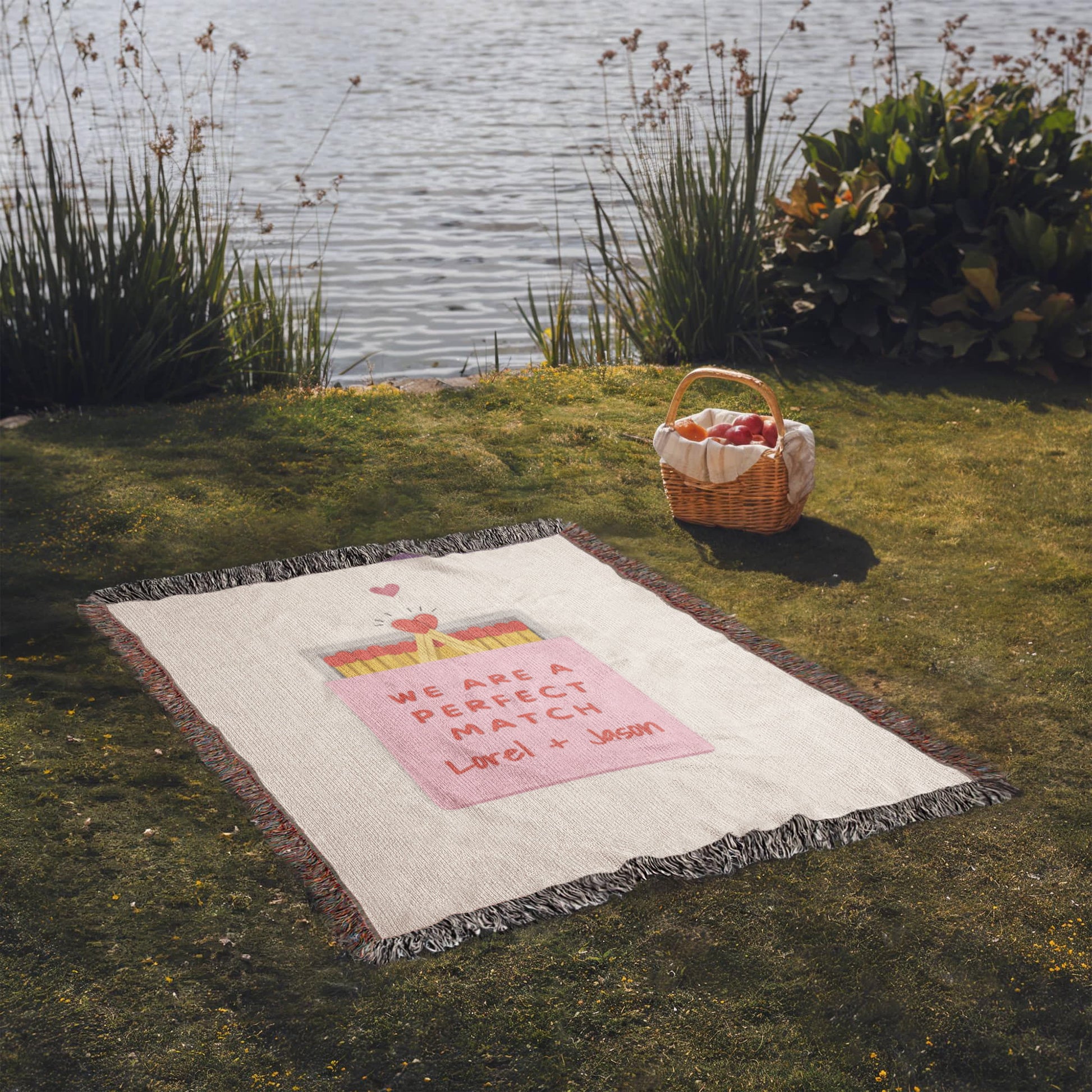 We Are a Perfect Match woven wedding blanket for newlyweds