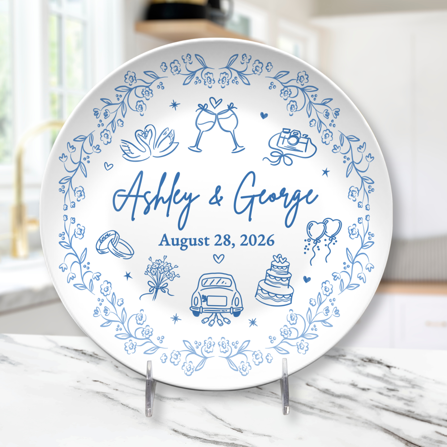 Personalized Wedding Plate & Platter | Custom Couple Names & Date Gift