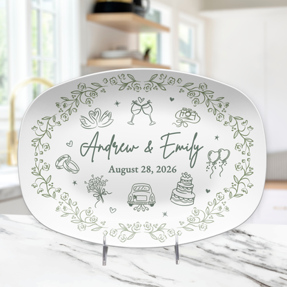 Personalized Wedding Plate & Platter | Custom Couple Names & Date Gift