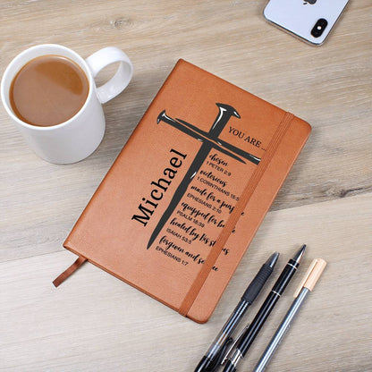 Personalized Christian Journal for Men, Teens & Boys | Bible Verse Leather Notebook | Religious Baptism, Pastor, Retirement & Birthday Gifts