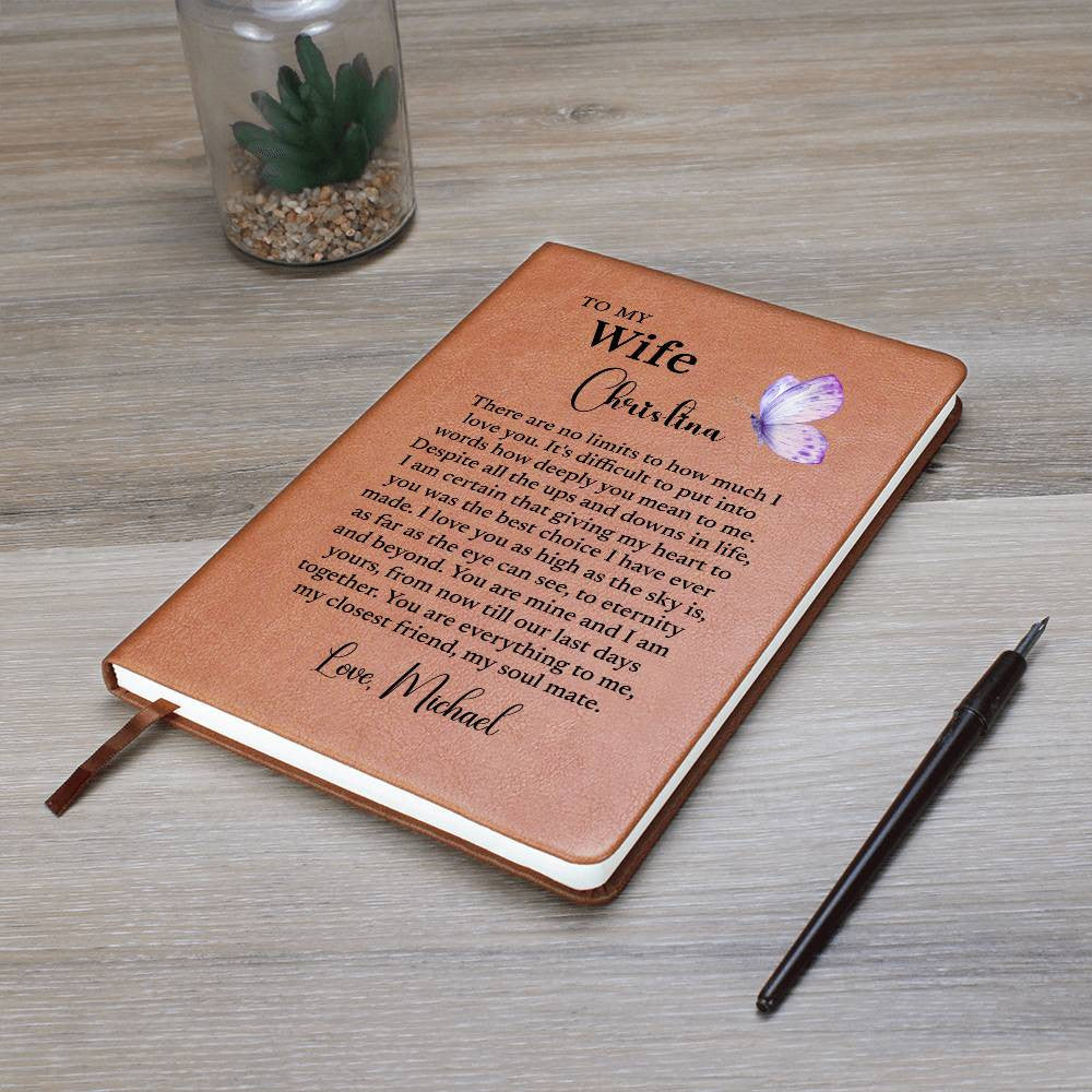 To My Wife Personalized Journal, Gift for Wife from Husband, Custom Name Leather Journal, Anniversary Gift, Birthday Gift, Valentine Gift