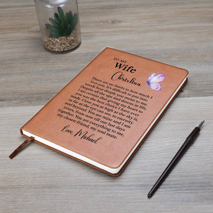 To My Wife Personalized Journal, Gift for Wife from Husband, Custom Name Leather Journal, Anniversary Gift, Birthday Gift, Valentine Gift