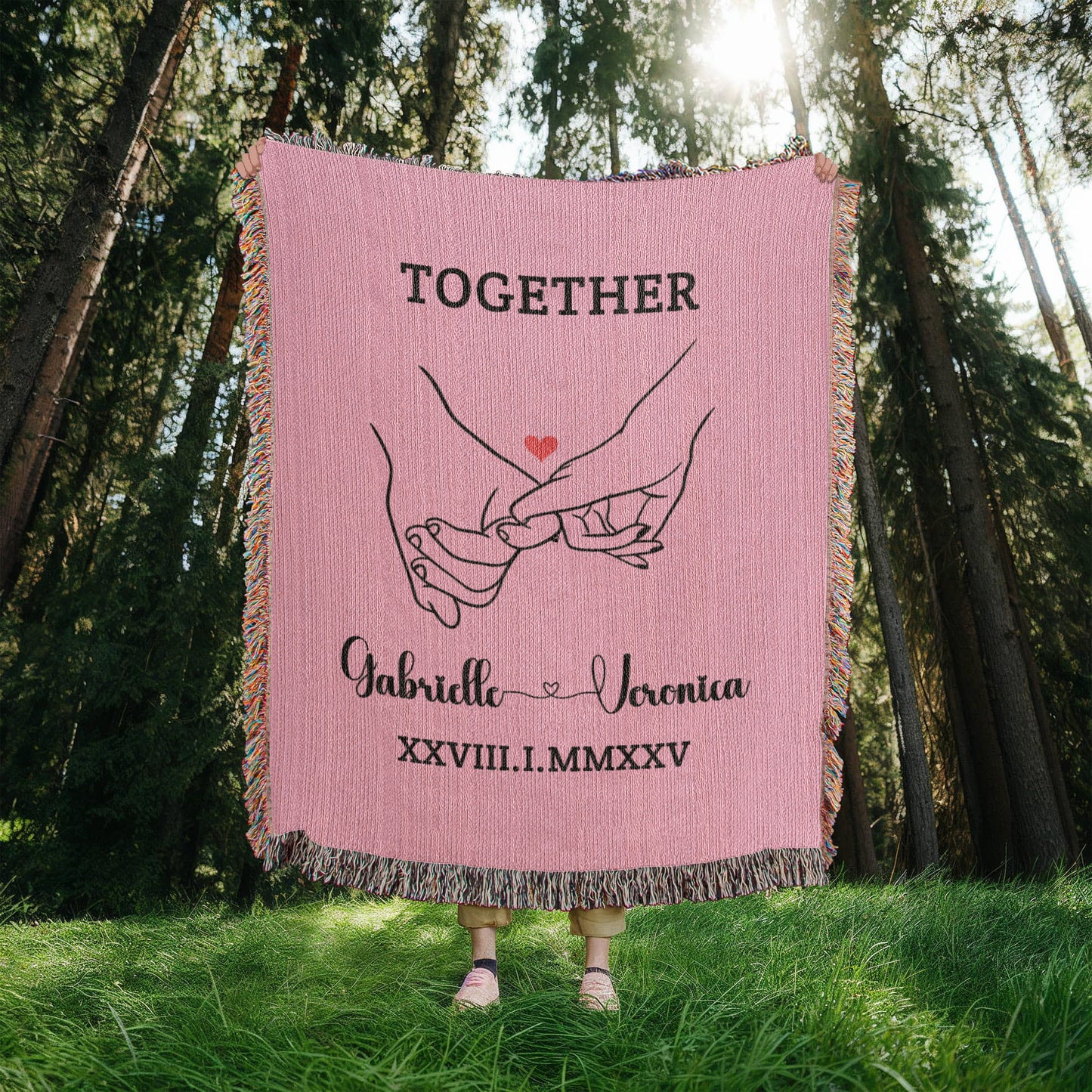 Personalized Couples Woven Blanket Custom Name Throw Anniversary Gift For for Boyfriend Girlfriend Husband Wife Valentine Gift For Him Her