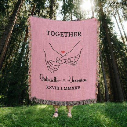 Personalized Couples Woven Blanket Custom Name Throw Anniversary Gift For for Boyfriend Girlfriend Husband Wife Valentine Gift For Him Her