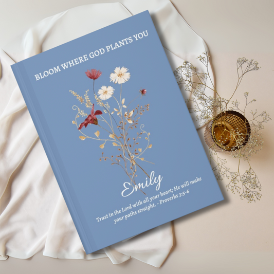 Personalised Graduation Gift, Hardcover Journal, Custom Notebook with Wildflowers, Christian Gift, Bible Verse, Graduation Gifts for Her