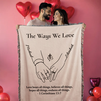 Personalized Couples Woven Blanket Custom Name & Bible Verse Throw Anniversary Gift For for Boyfriend Girlfriend Husband Wife Valentine Gift