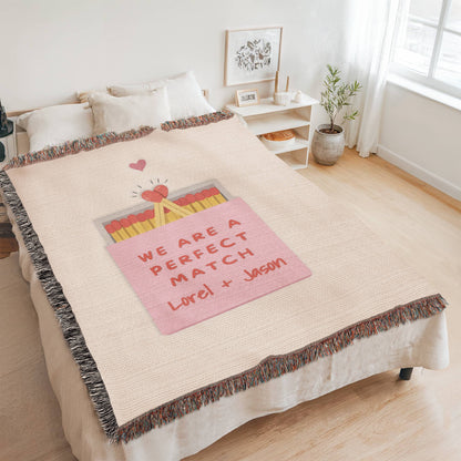 Custom name cotton throw blanket as a wedding gift for couples