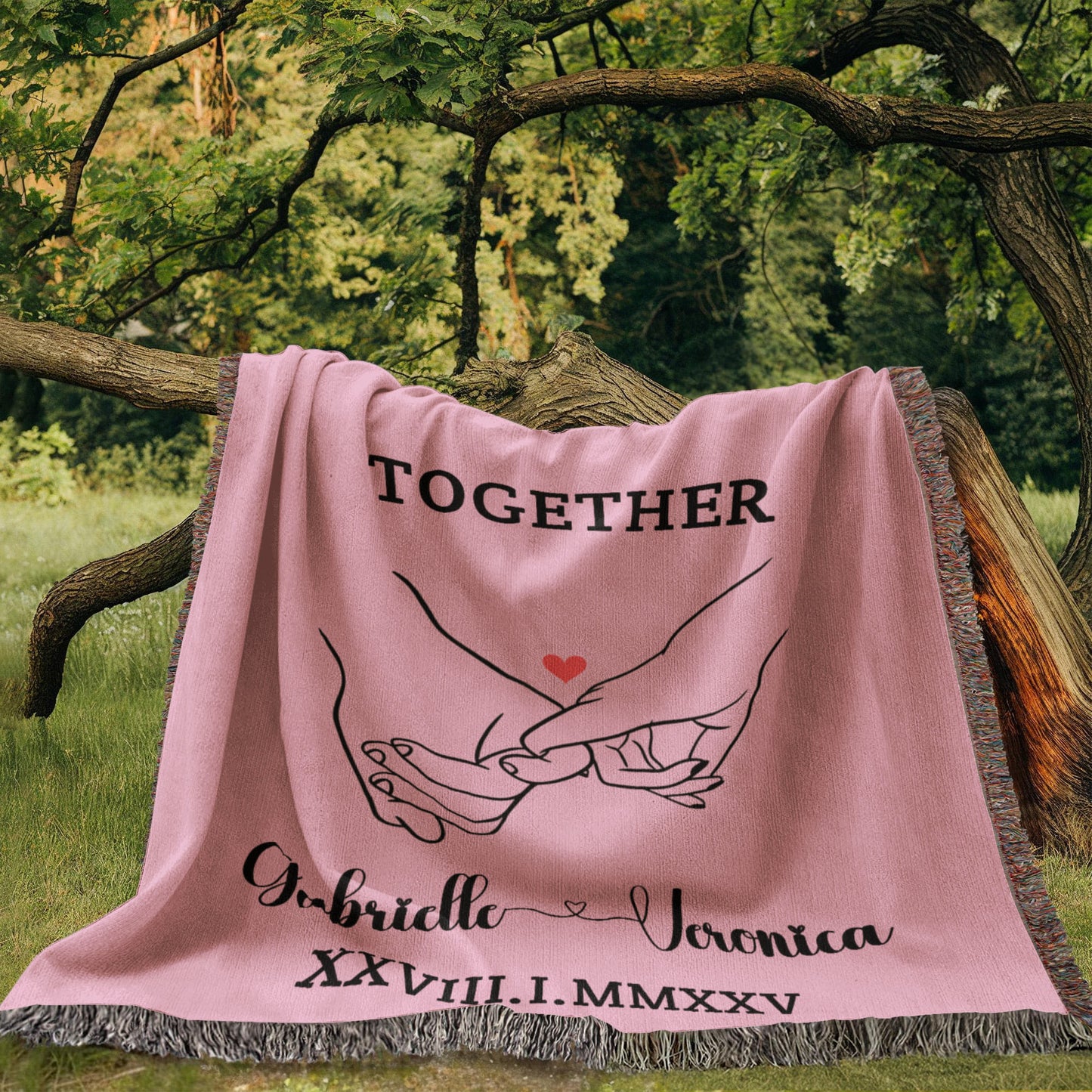 Personalized Couples Woven Blanket Custom Name Throw Anniversary Gift For for Boyfriend Girlfriend Husband Wife Valentine Gift For Him Her